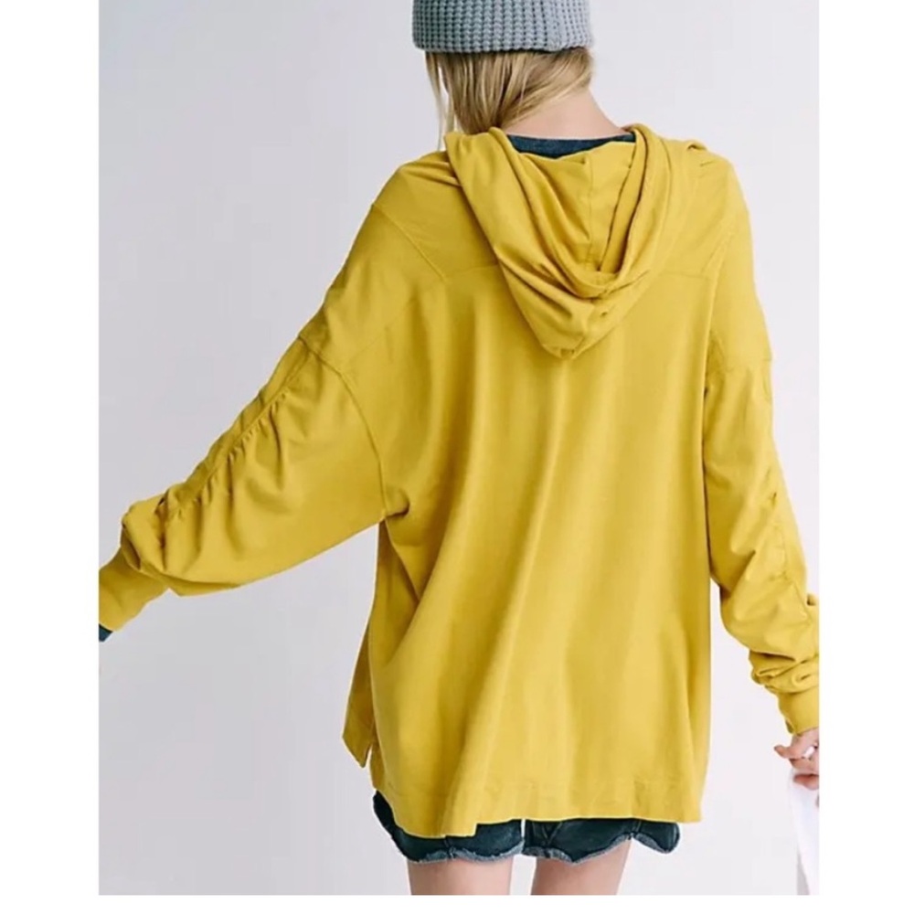Free People Movement Hot Shot Hoodie Pullover Mustard Yellow Oversized Size L - Picture 2 of 5